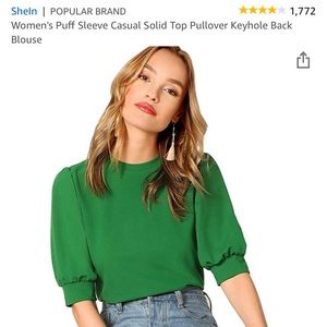 Kelly Green Puff Sleeve Top